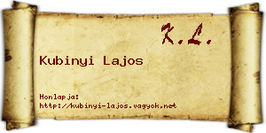 Kubinyi Lajos névjegykártya